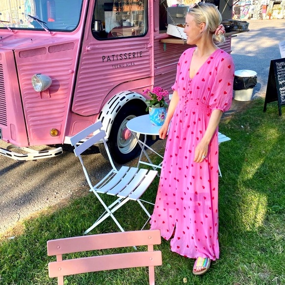 GHOST London Valentina Heart Print Dress - Picture 1 of 11